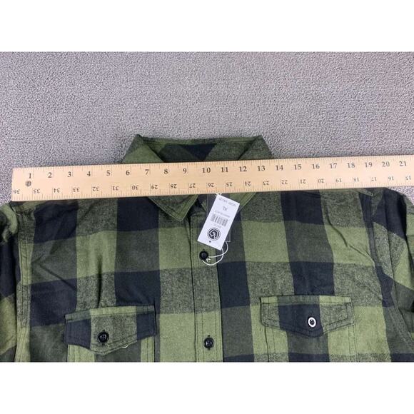 Burnside Shirt Men XL Army Green Button Down Long Sleeve Chest Pockets Plaid - Picture 6 of 10